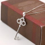 Crystal Key Platinum Plated Pendant Necklace Jewelry