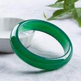 Zheru Jewelry Green Agate Chalcedony Bracelet 54-62mm
