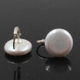 Coin Freshwater Pearls Silver Earrings 12-13mm