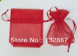 100x red Organza Jewelry Pouches Gift Bags DIY 7*9cm