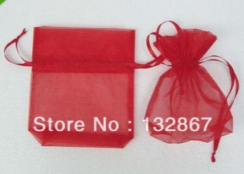 100x red Organza Jewelry Pouches Gift Bags DIY 7*9cm