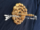 Yellow Fire Amber 925 Silver Tassels Rosary Teasbeh Chapelet