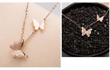 Austrian Crystal Rose Butterfly Necklace - Wedding Jewelry