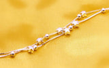 Women's 925 Sterling Silver Double Rows Star & Lucky Beads Bracelet
