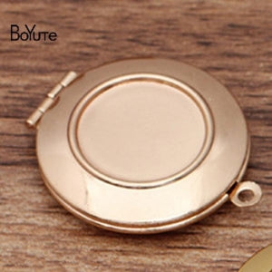BoYuTe 28*6MM Metal Brass Round Photo Locket Diy Blank Locket Pendant Base