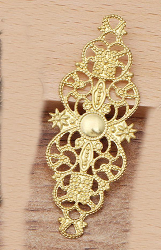 50pcs 60x25mm Gold/Silver Plated Metal Brass Filigree Slice Charms DIY Jewelry
