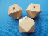 20pcs 30mm Large Unfinished Wooden Spacer Beads, Geometric Figure DIY Accessory