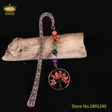 Vintage Tree Of Life Pendant Bookmark with Raw Crystal Bead