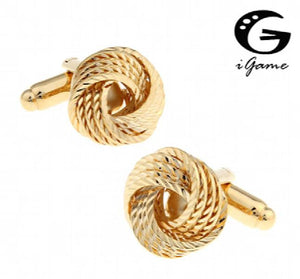 iGame Men Gift Knot Cuff Links Golden Copper Metal Knot