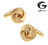 iGame Men Gift Knot Cuff Links Golden Copper Metal Knot