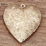 Metal Brass Heart Locket Pendant Photo Jewelry DIY Accessories