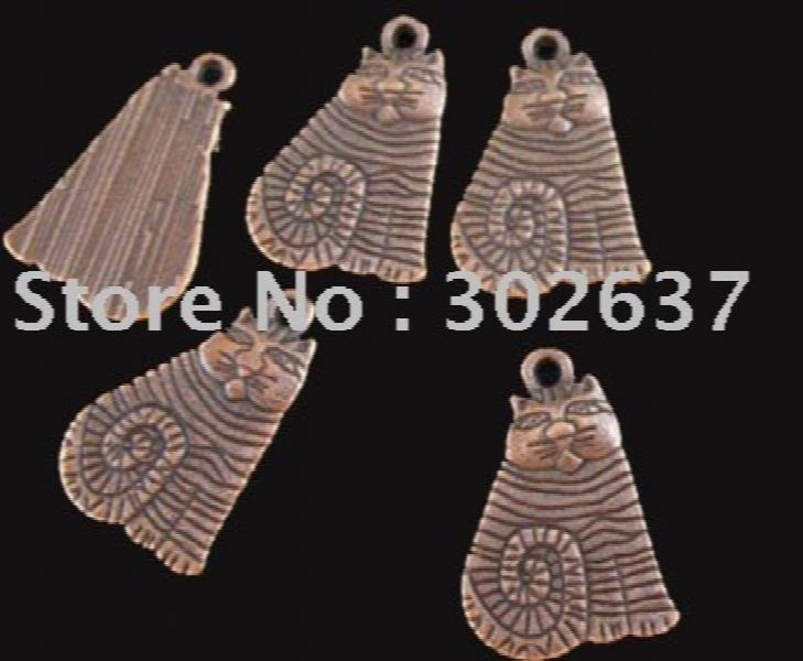 90pcs Antiqued Copper Spiral Sitting Cat Charms