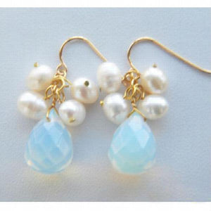 Milky Drip Opal Pearl 14k Dangle Earring Wedding Gift