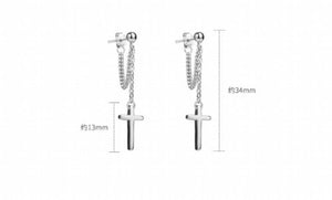 925 Silver Cross Drop Earrings for Women Girl Tassel Accessory Princess Gift