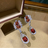 Pigeon Blood Red Water Drop Ruby Earrings