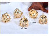 3D Cartoon Flowers Caps Copper Charms DIY Jewelry Earrings Pendants
