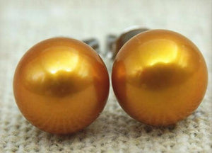11mm Brown Freshwater Pearl Earring S925 Sterling Silver Party Jewelry