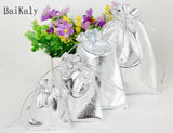 50pcs Golden/Silver Drawstring Organza Bag Wedding Gift Jewelry Packaging Bags