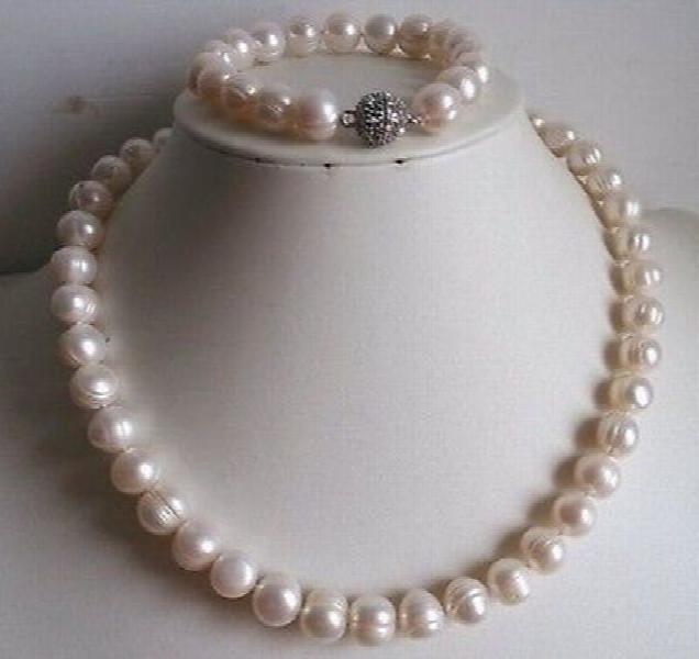 Elegante 9-10mm Perlenkette und Armband Set