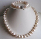 Elegante 9-10mm Perlenkette und Armband Set