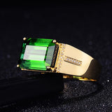 Emerald Gemstone Men's Ring Open Mouth Design