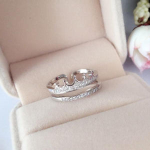 925 Silver Crown Open Rings Women Vintage Style Prevent Allergy