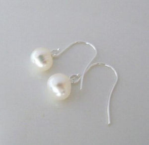 Freshwater Pearl Drop Earrings on Silver Earwires