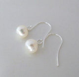 Freshwater Pearl Drop Earrings on Silver Earwires