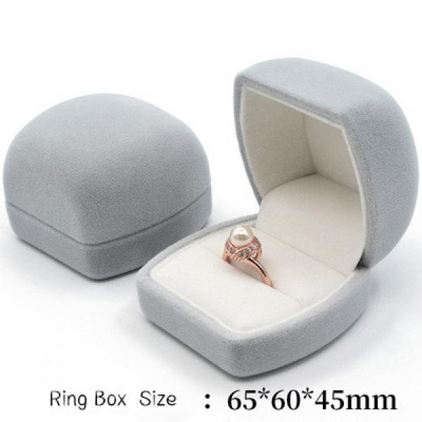 Grey Velvet Potbelly Bread Oval Ring Box Pendant Box for Business