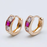 Circle Round Women Fine Jewelry 585 Rose Red Zircon Earrings