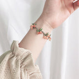 Metal Plant Leaves Blueberry Stone Bracelet Women Jewelry