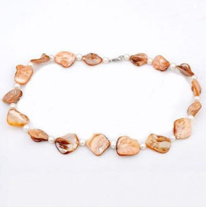 AA Pearl Necklace, Irregular Orange Shell 6-7mm Freshwater Pearl Choker