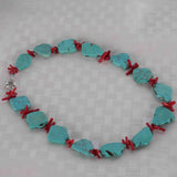 Turquoise Gemstone DIY Coral Branch Necklace Chain 18inches