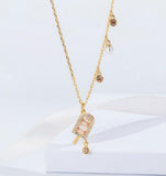 Girls Popsicle Ladies Necklace Food Pendant Pearl Crystal Clavicle Chain Gift