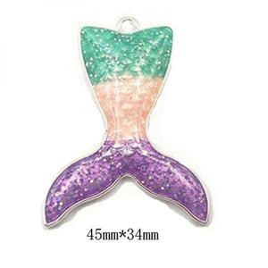 10pcs Glitter Enamel Fish Tail Pendants Chunky Jewelry Making