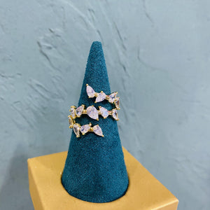 Brazil CZ Stackable Rings for Women Wedding Adjustable 2-Cycle Ring