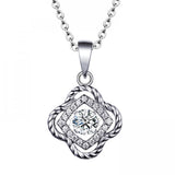925 Silver Dancing Diamond CZ Flower Pendant Necklace Gift