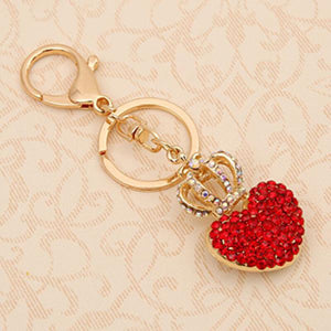 Crystal Crown Heart Key Chain Ring Holder Car Pendant Keyring Gift R083