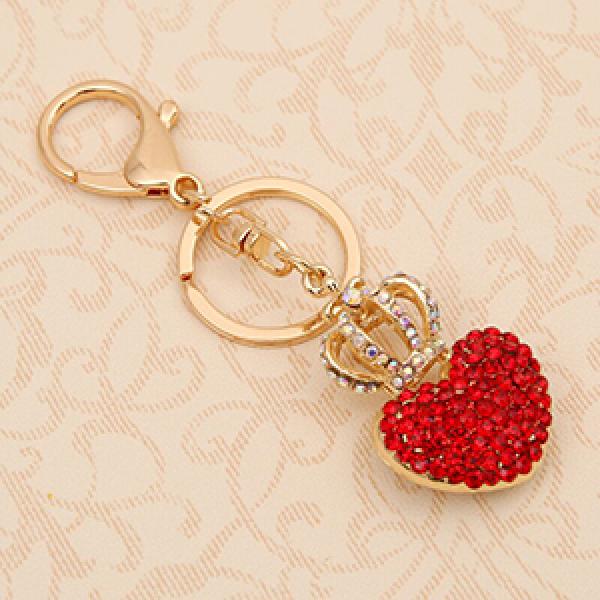 Crystal Crown Heart Key Chain Ring Holder Car Pendant Keyring Gift R083