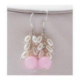 10mm Pink Jade Pearl Grape Earrings S925 Sterling Silver Hook