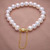 14K Pink Pearl Bracelet 8-9mm Real Natural Freshwater South Sea Near Circle