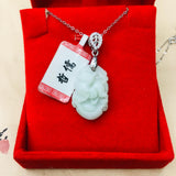 Burmese Ajadeite Carved Zodiac Dog Pendant 925 Sterling Silver Necklace