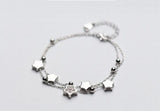 925 Sterling Silver Multi-rows Beads & Star Tassel Chain Bracelet