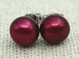 11mm Claret Freshwater Pearl Earring S925 Silver