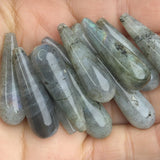10x30mm Water Drop Gray Labradorite Natural Stone Beads