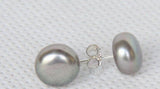 Gray Freshwater Pearl Stud Earrings 925s