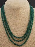 3 Rows 2X4mm Green Emerald Beads Necklace