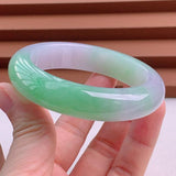 Zheru Jewelry Natural Burmese Green Two-Color Jadeite 54mm-64mm Bracelet