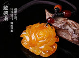 Amber Honey Pixiu Sweater Chain Pendant Necklace
