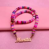 Personalized Stainless Steel Nameplate Beaded Choker Chain